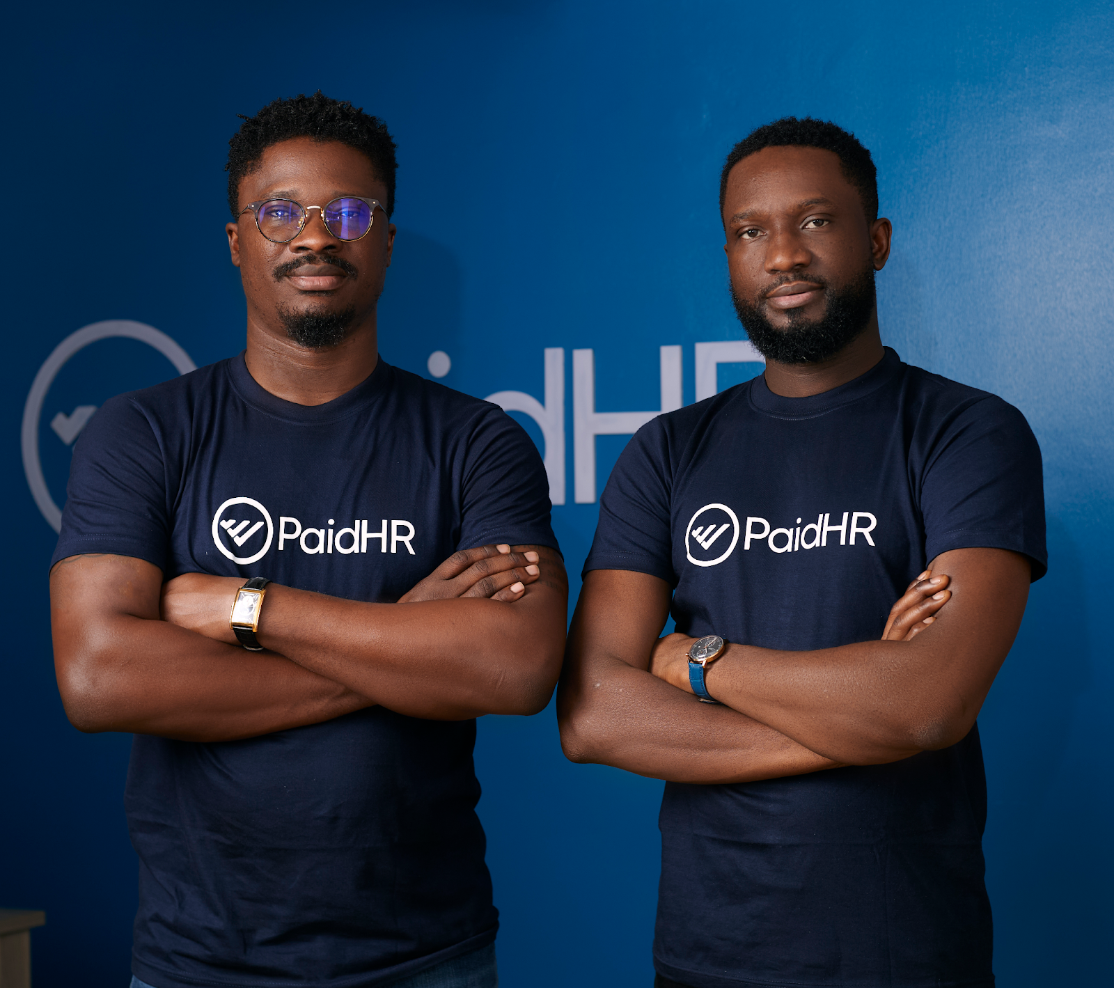 PaidHR Co-founder and CEO, Seye Bandele (left), and Co-founder and CTO, Lekan Omotosho, pictured at their Lagos office.
