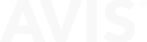 The image shows the word AVIS in large, bold, white capital letters on a light gray background, with a small circled R trademark symbol in the top right corner.